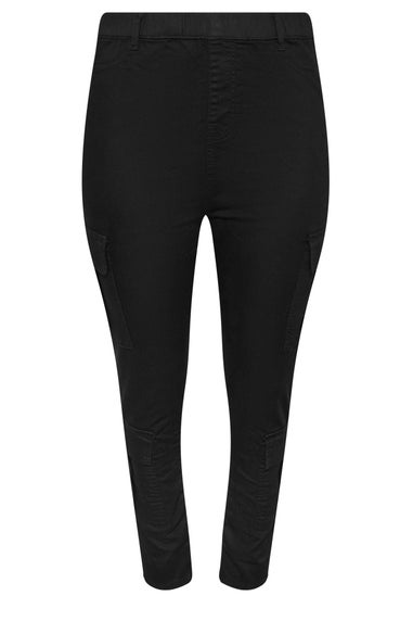 Yours Curve Black Cargo Pocket Jeggings