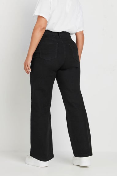 Yours Curve Black Wide Leg Jeggings