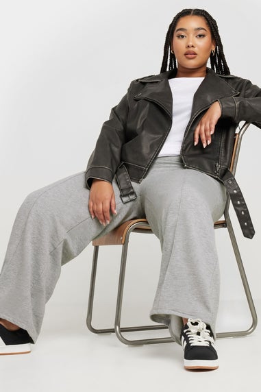 Yours Curve Grey Wide Leg Joggers