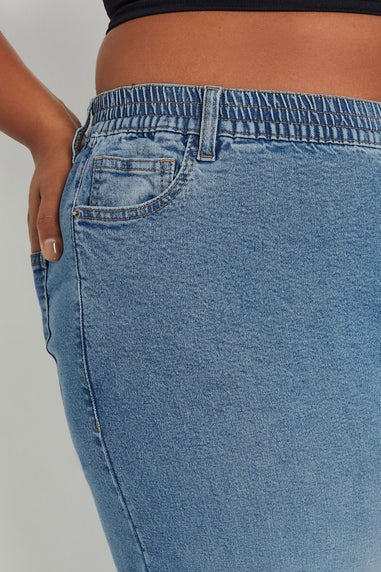 Yours Curve Blue Wide Leg Slouchy Jeans