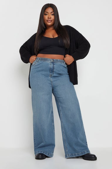 Yours Curve Blue Wide Leg Slouchy Jeans