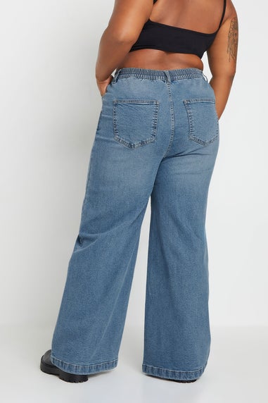 Yours Curve Blue Wide Leg Slouchy Jeans