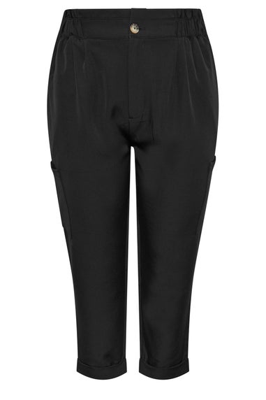 Yours Curve Black Paperbag Waist Cargo Trousers