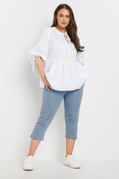 Yours Curve Light Blue Cropped AVA Jeans