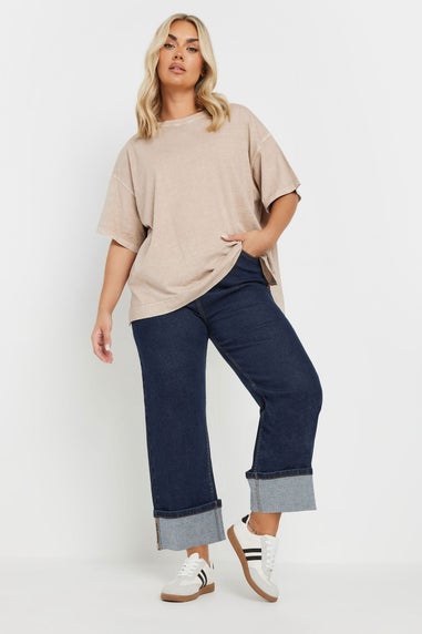 Yours Curve Blue Turn Up Cropped Denim Jeans