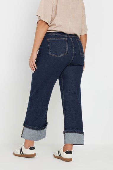 Yours Curve Blue Turn Up Cropped Denim Jeans