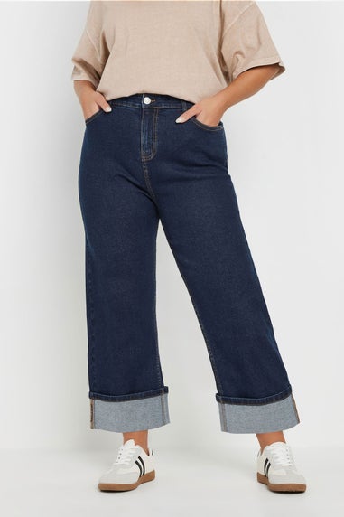 Yours Curve Blue Turn Up Cropped Denim Jeans