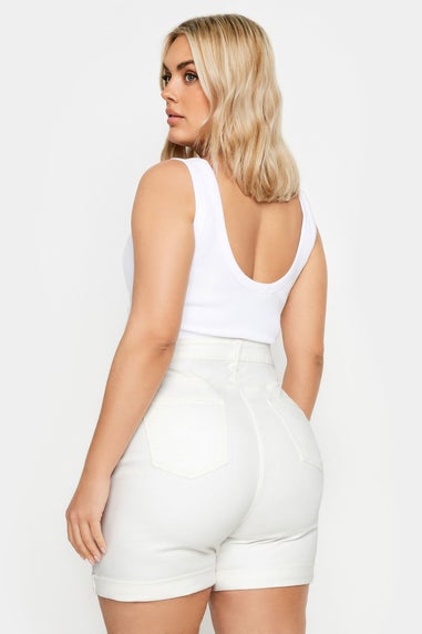 Yours Curve White Mom Shorts