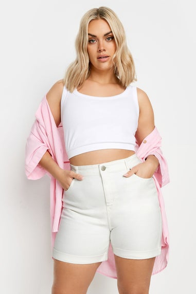 Yours Curve White Mom Shorts
