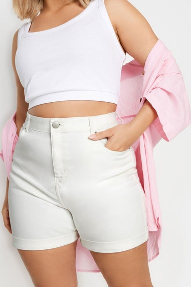 Yours Curve White Mom Shorts