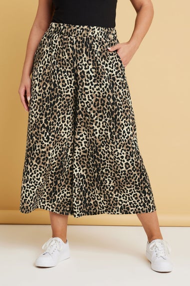 Yours Curve Brown Leopard Print Midaxi Culottes