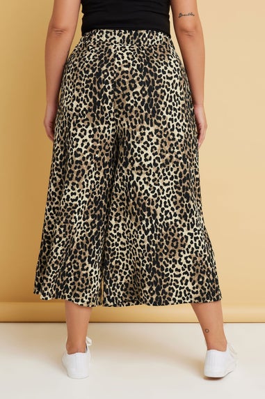 Yours Curve Brown Leopard Print Midaxi Culottes