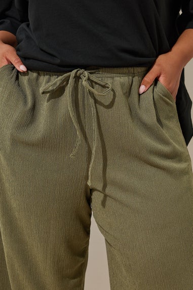 Yours Curve Khaki Green Textured Culottes