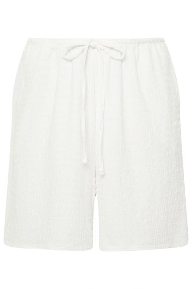 Yours Curve White Textured Shorts