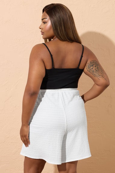 Yours Curve White Textured Shorts