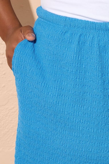 Yours Curve Blue Textured Shorts