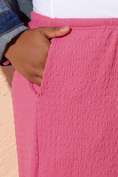 Yours Curve Pink Textured Shorts