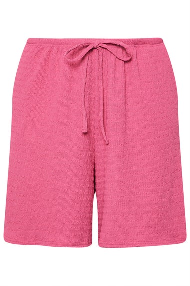 Yours Curve Pink Textured Shorts