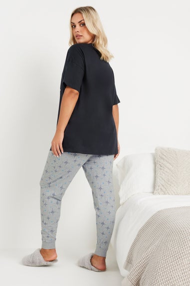 Yours Snoopy Curve Navy Blue Relax Cuffed Pyjama Set