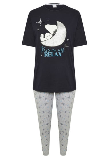 Yours Snoopy Curve Navy Blue Relax Cuffed Pyjama Set
