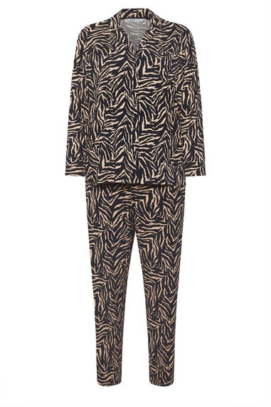 Yours Curve Natural Brown Zebra Print Soft Touch Pyjama Set
