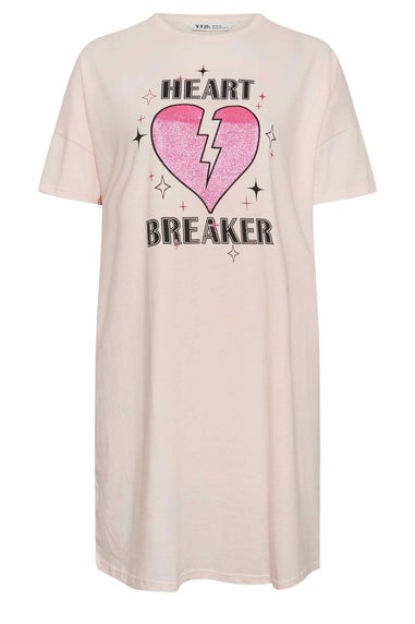 Yours Curve Pink Heart Breaker Sleep Tee Nightdress