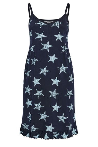 YOURS Curve Navy Blue Star Print Chemise Nightdress