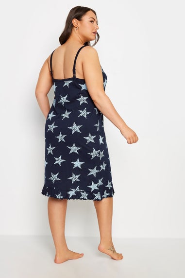 YOURS Curve Navy Blue Star Print Chemise Nightdress