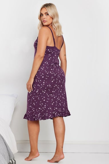 YOURS Curve Purple Scattered Star Print Chemise