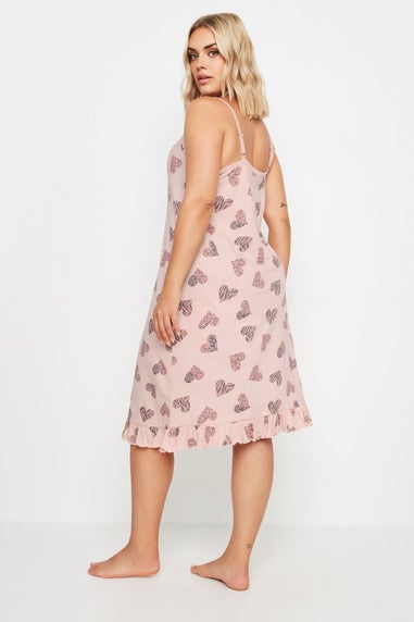 YOURS Curve Pink Heart Print Chemise Nightdress