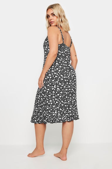 YOURS Curve Black & White Heart Print Chemise Nightdress