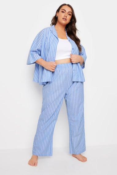 Yours Curve Blue Stripe Pyjama Bottoms