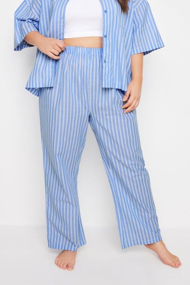 Yours Curve Blue Stripe Pyjama Bottoms