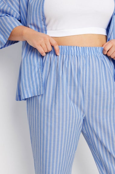 Yours Curve Blue Stripe Pyjama Bottoms