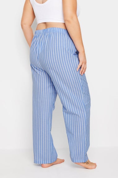 Yours Curve Blue Stripe Pyjama Bottoms