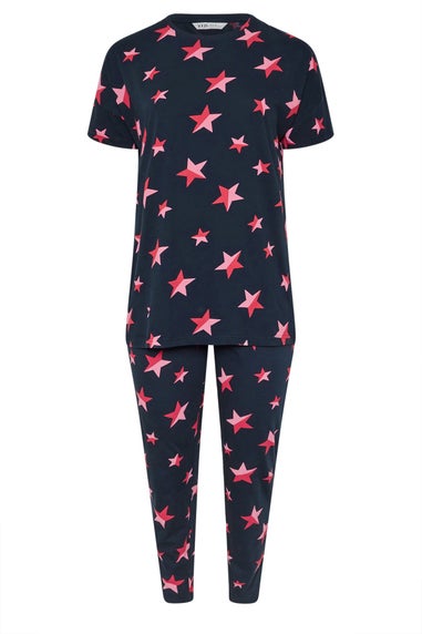 YOURS Curve Navy Blue Star Print Pyjama Set
