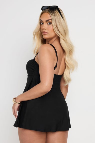 Yours Curve Black Ring Detail Swim Dress