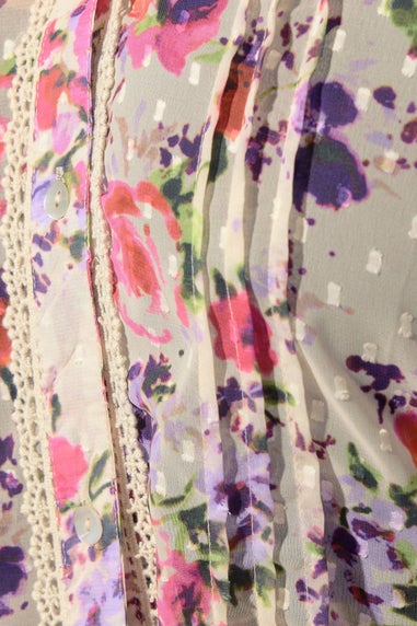 YOURS LONDON Curve White Floral Dobby Crochet Trim Blouse