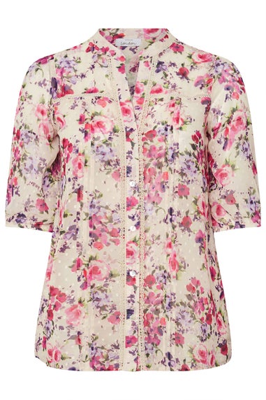 YOURS LONDON Curve White Floral Dobby Crochet Trim Blouse