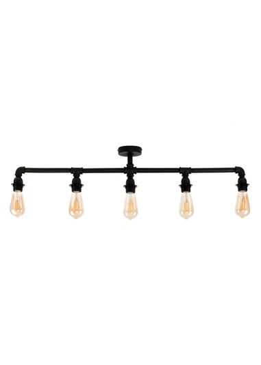 ValueLights Luiggi Black 5 Way Bar Ceiling Light