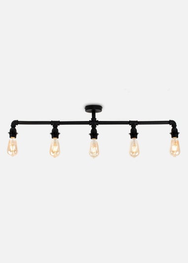 ValueLights Luiggi Black 5 Way Bar Ceiling Light