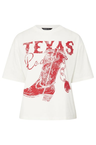 Yours Limited Collection Curve White Texas Rodeo T-Shirt