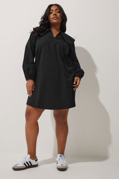 Yours Limited Collection Curve Black Oversized Collar Mini Dress