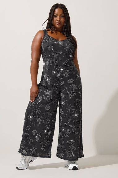 LIMITED COLLECTION Curve Black Summer Print Jumpsuit