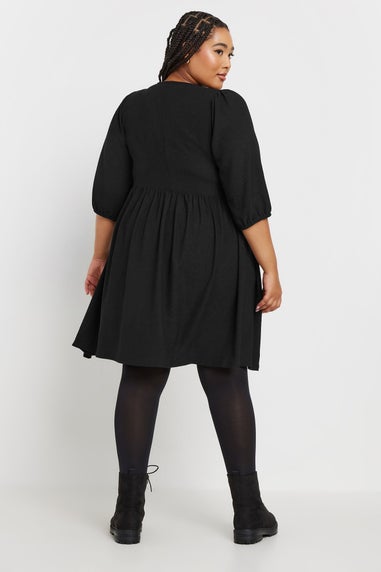 Yours Curve Black Textured Smock Dress