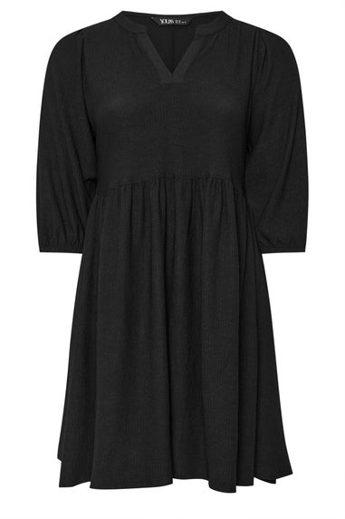 Yours Curve Black Textured Smock Dress