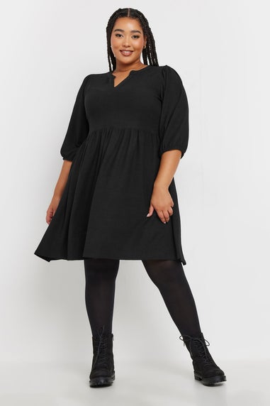 Yours Curve Black Textured Smock Dress