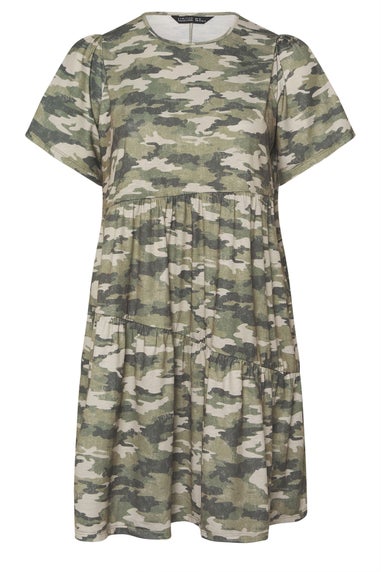 Yours Limited Collection Curve Green Camo Print Mini Dress