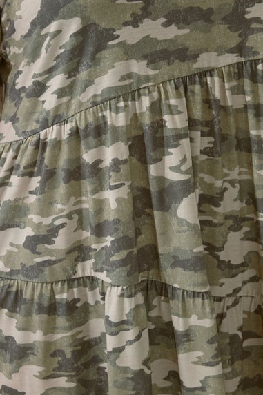 Yours Limited Collection Curve Green Camo Print Mini Dress