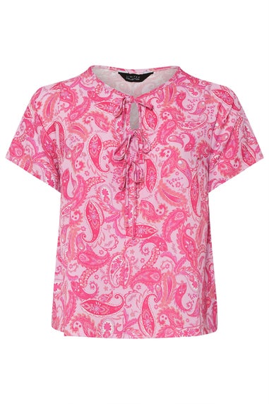LIMITED COLLECTION Curve Pink Paisley Bow Tie Front Blouse